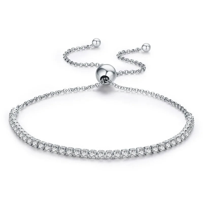 Bracelet Tennis Classique  Argent Sterling 925 Plaqué Or 14K