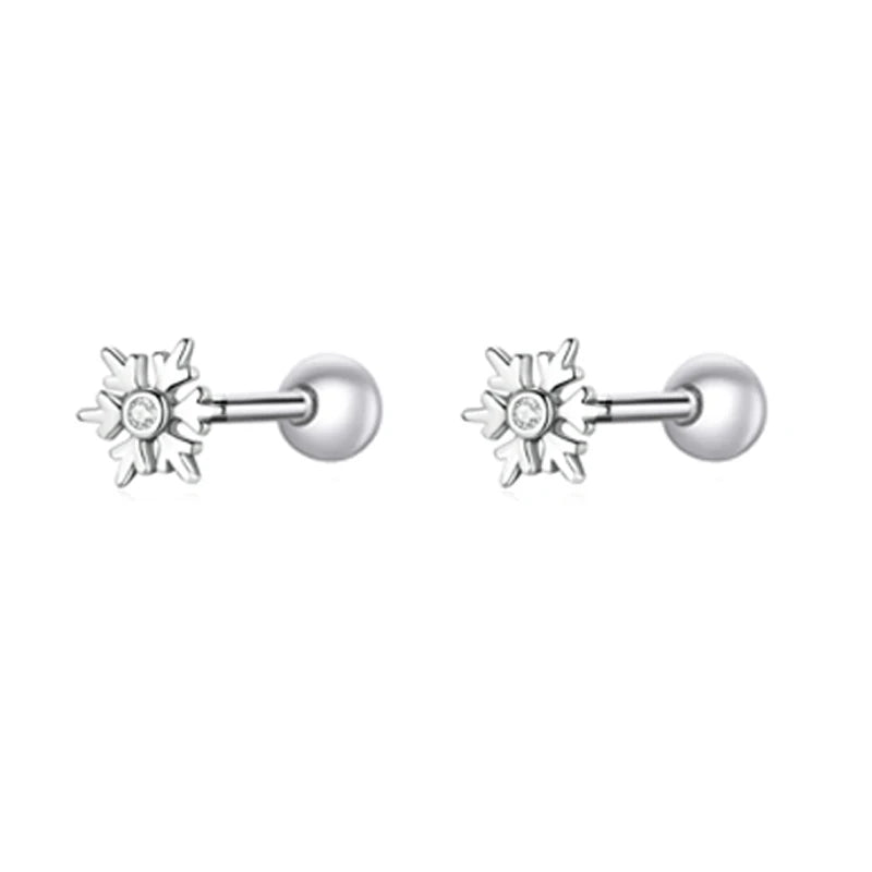 bamoer 925 Sterling Silver Brilliant Star Earrings for Women Tiny Butterfly Stud Earrings Snowflake Girl Ear Studs Fine Jewelry