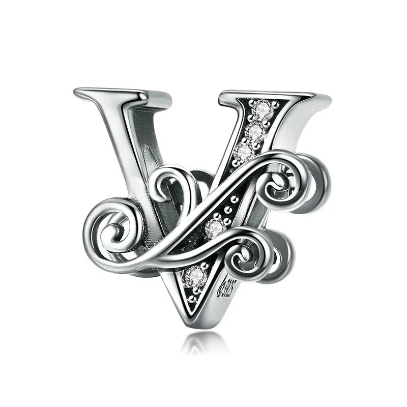 Charm Lettre Vintage  Argent Sterling 925