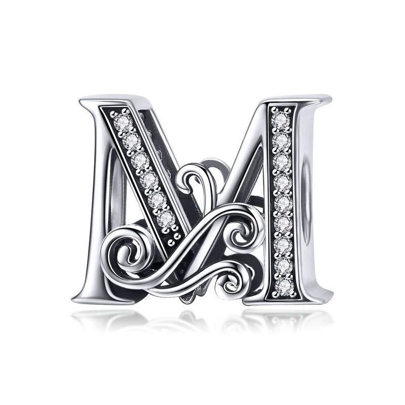 Charm Lettre Vintage  Argent Sterling 925