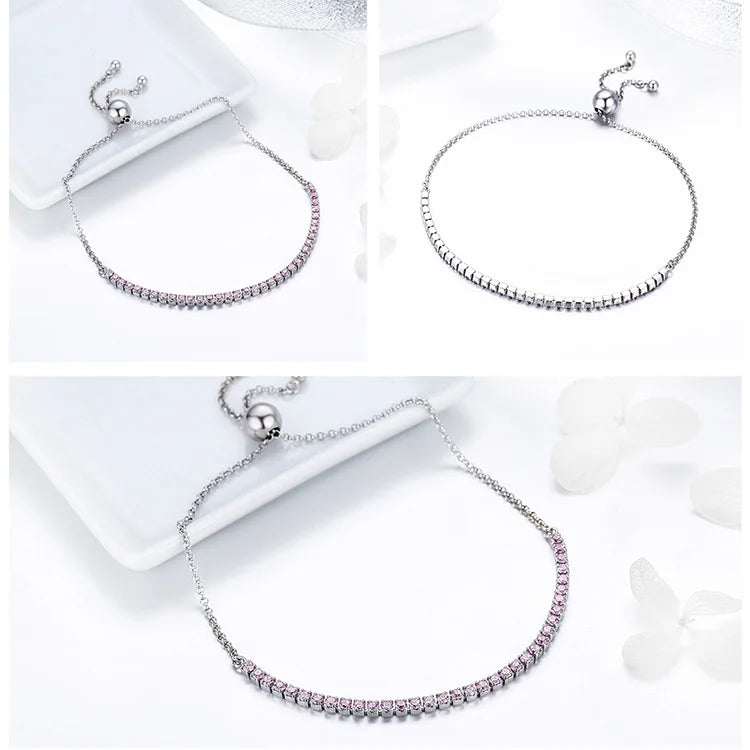 Bracelet Tennis Classique  Argent Sterling 925 Plaqué Or 14K