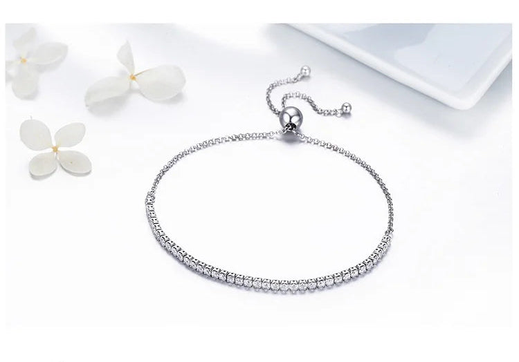 Bracelet Tennis Classique  Argent Sterling 925 Plaqué Or 14K