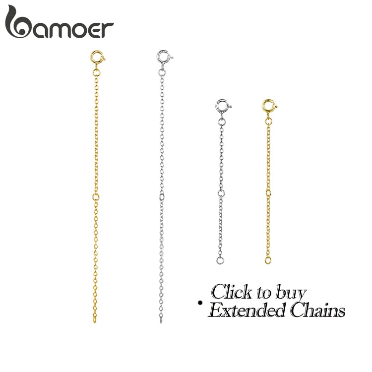 BAMOER Classic Basic Chain 100% 925 Sterling Silver Lobster Clasp Adjustable Necklace Chain Fashion Jewelry for Women