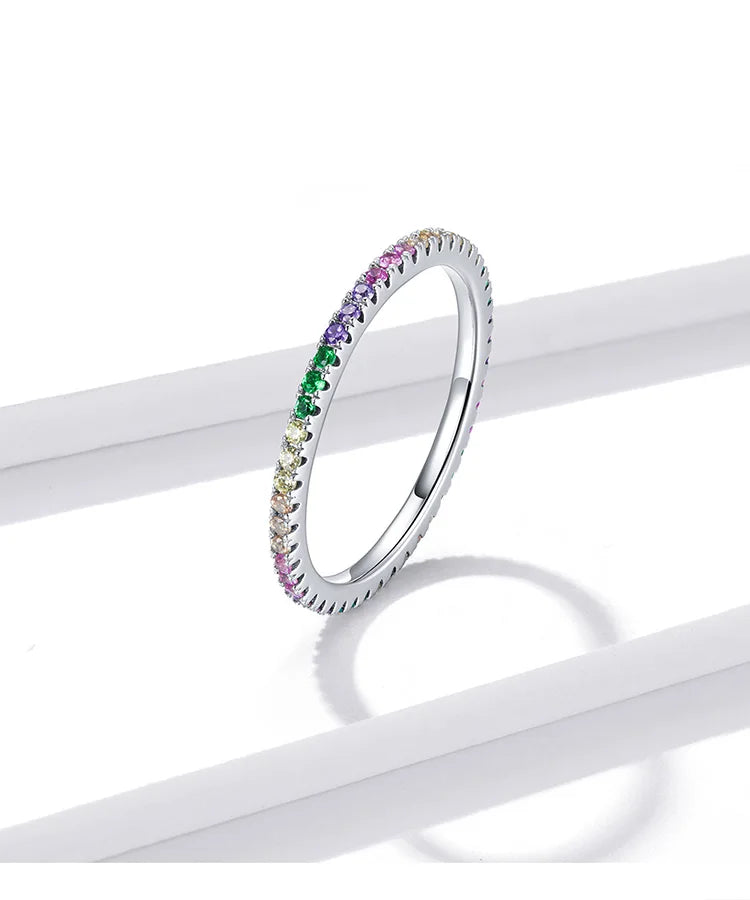 925 Sterling Silver Rainbow Ring