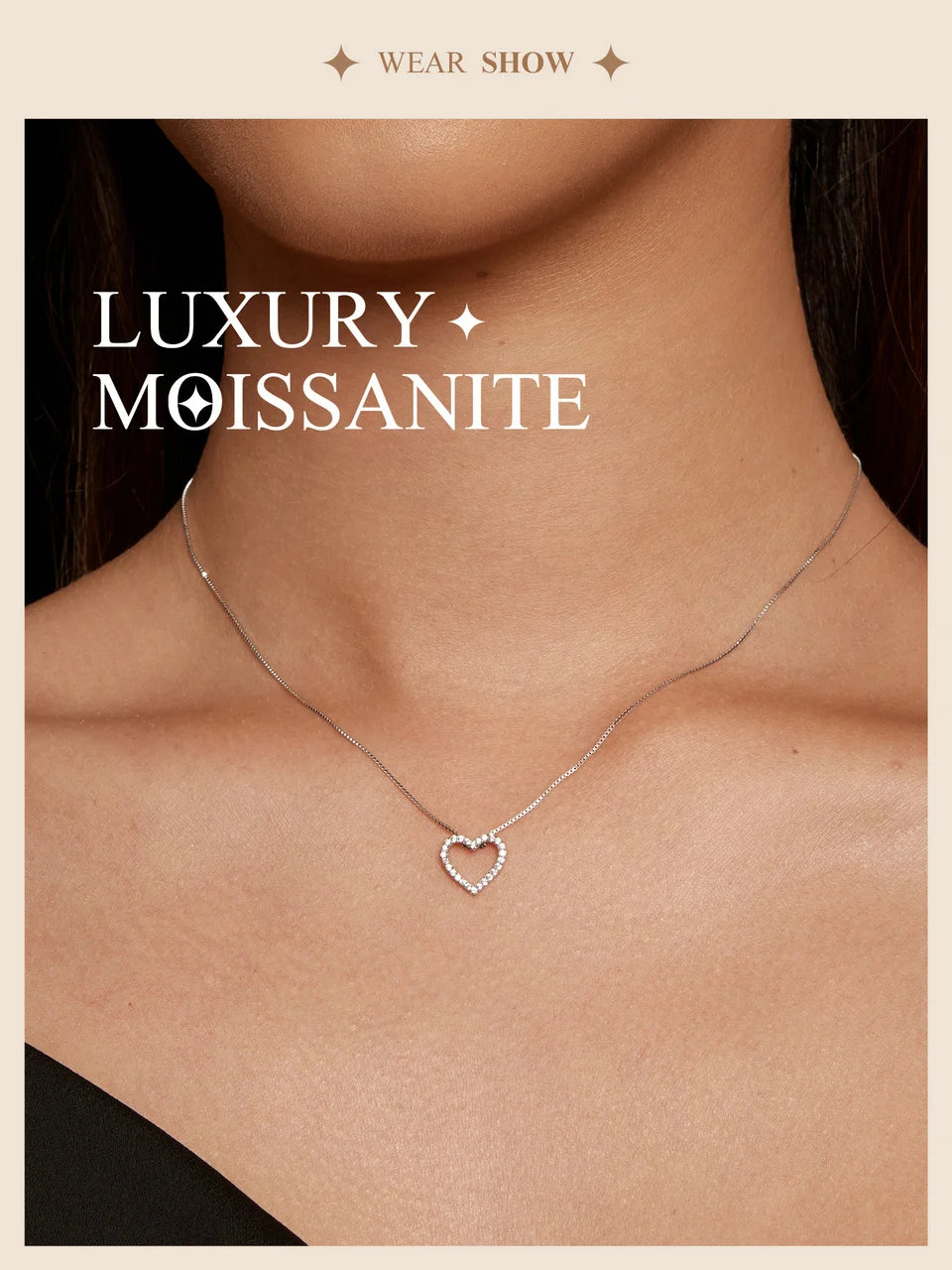 Collier Cœur en Argent Sterling 925 & Moissanite VVS1