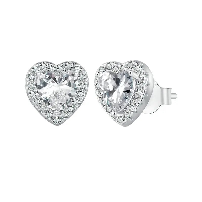 Platinum Plated 925 Sterling Silver Halo Earrings