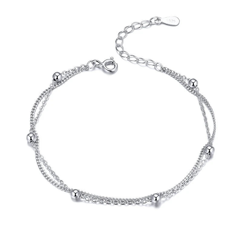 Bracelet Chaîne Double Rang Argent Sterling 925