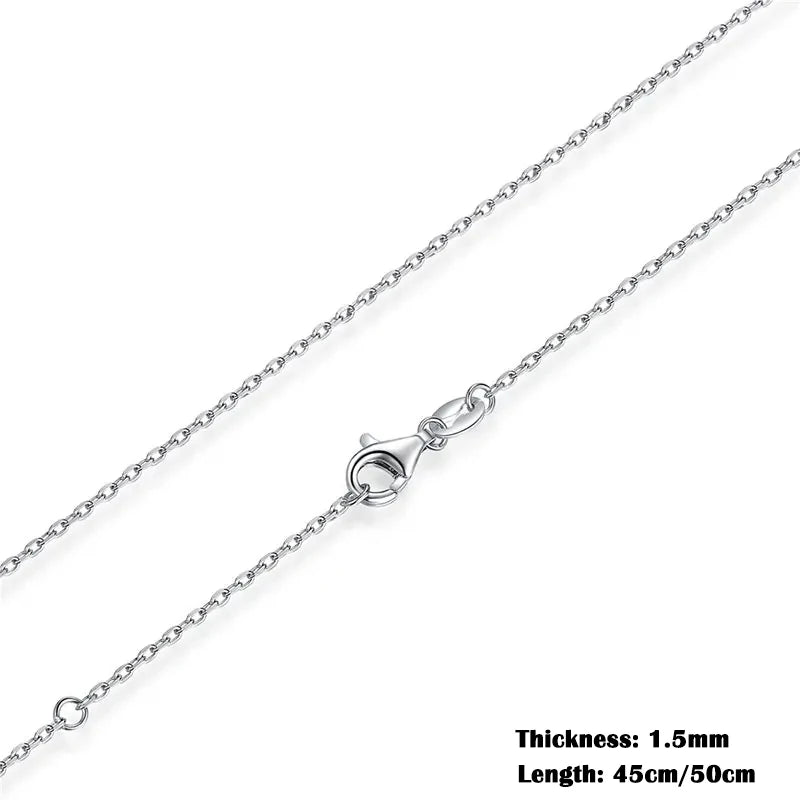 BAMOER Classic Basic Chain 100% 925 Sterling Silver Lobster Clasp Adjustable Necklace Chain Fashion Jewelry for Women