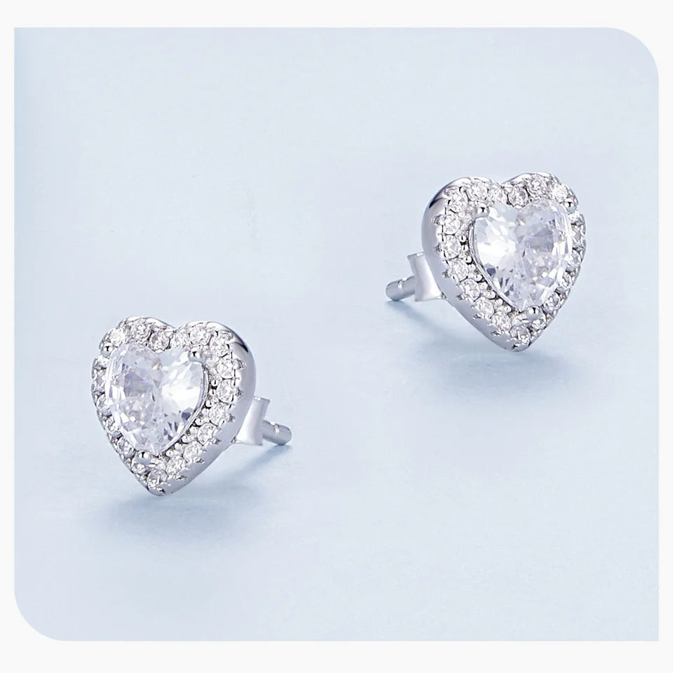 Platinum Plated 925 Sterling Silver Halo Earrings