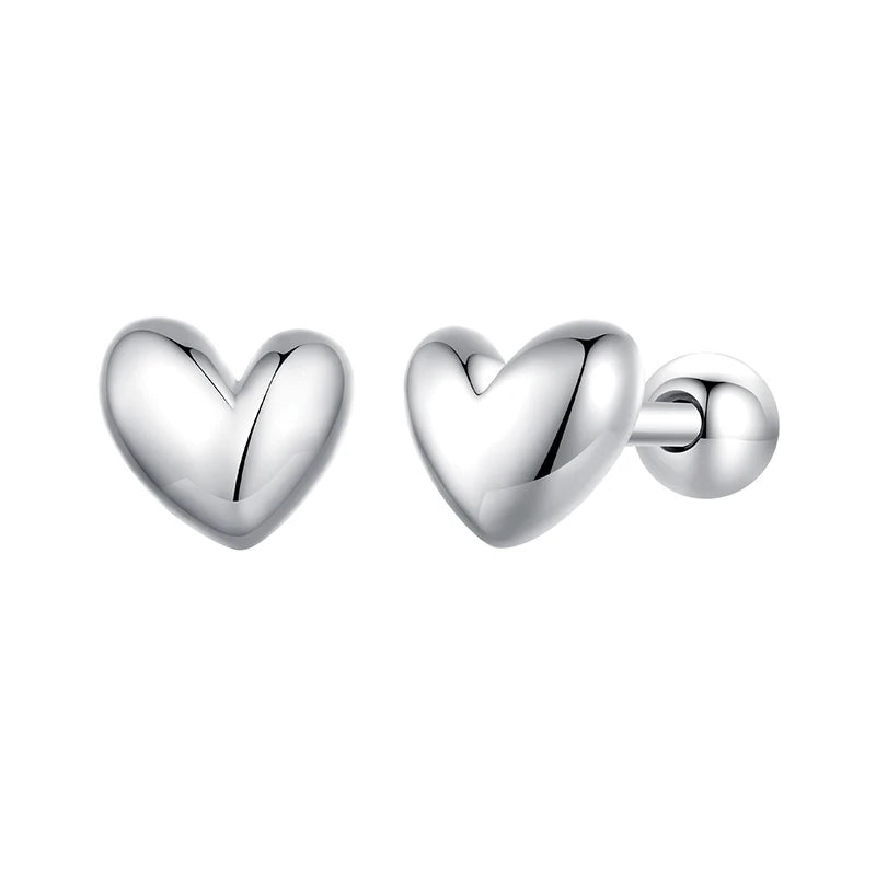 Heart Stud Earrings – 925 Sterling Silver Platinum Plated