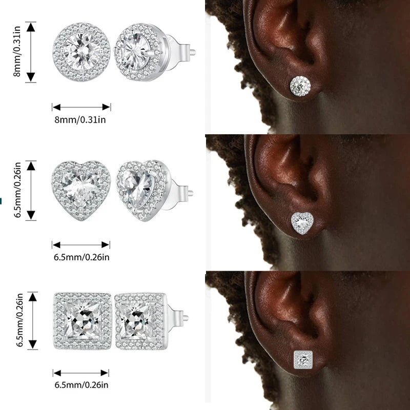 Boucles d’Oreilles  Halo  Argent Sterling 925 Plaqué Platine