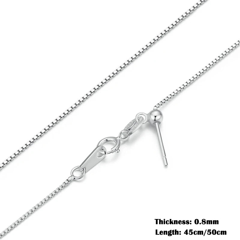 BAMOER Classic Basic Chain 100% 925 Sterling Silver Lobster Clasp Adjustable Necklace Chain Fashion Jewelry for Women