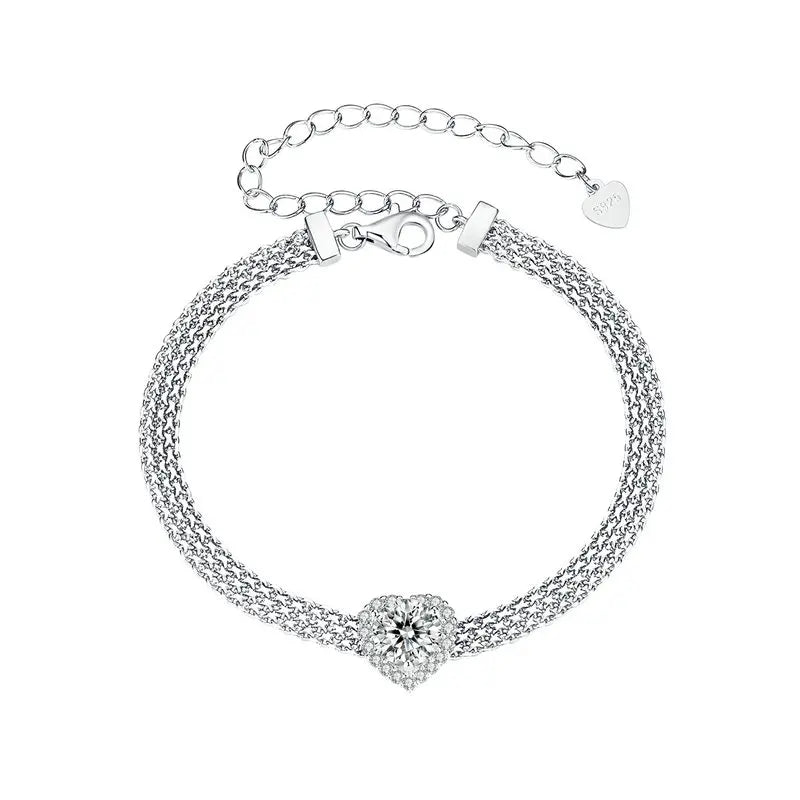 Bracelet Tissé en Moissanite Cœur