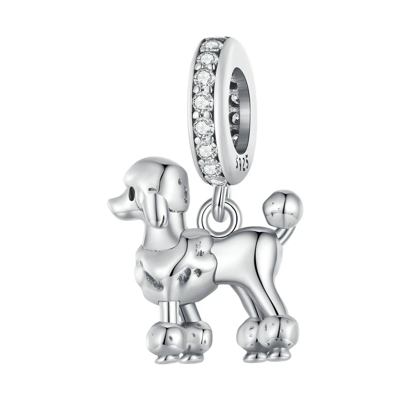 BAMOER Genuine 925 Sterling Silver Balloon Dog Pendant Animal Charms Fit for Charm Bracelets &amp; Necklace Silver Jewelry SCC981