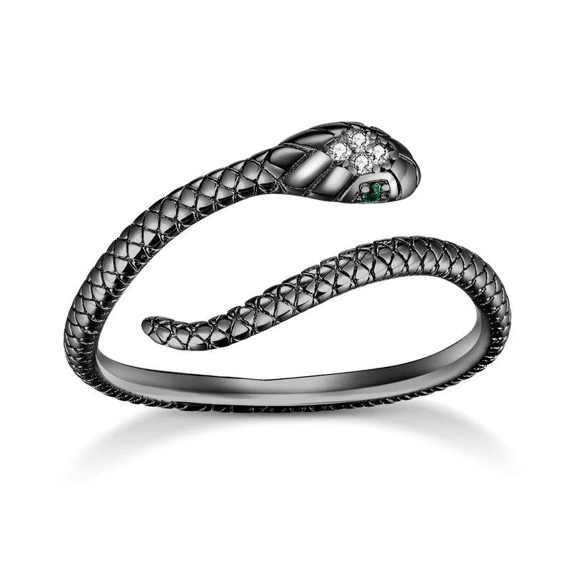 Bague Serpent Ajustable Argent Sterling 925 Plaqué Platine