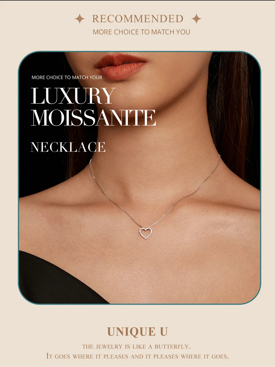 Collier Cœur en Argent Sterling 925 & Moissanite VVS1