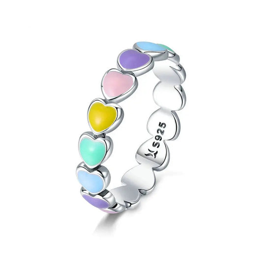 Bague Cœur Arc-en-Ciel – Argent Sterling 925