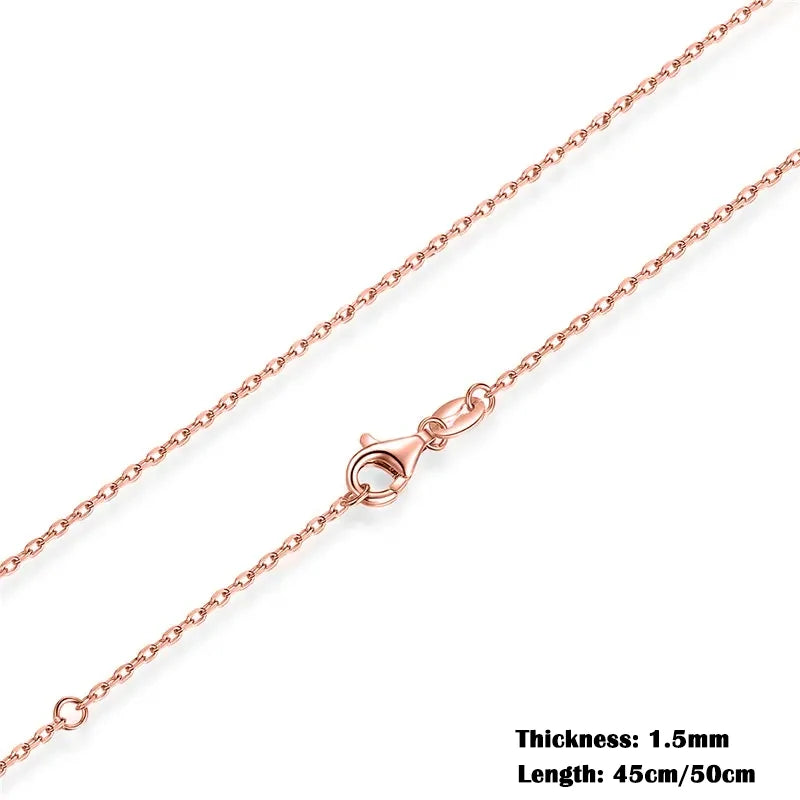 BAMOER Classic Basic Chain 100% 925 Sterling Silver Lobster Clasp Adjustable Necklace Chain Fashion Jewelry for Women