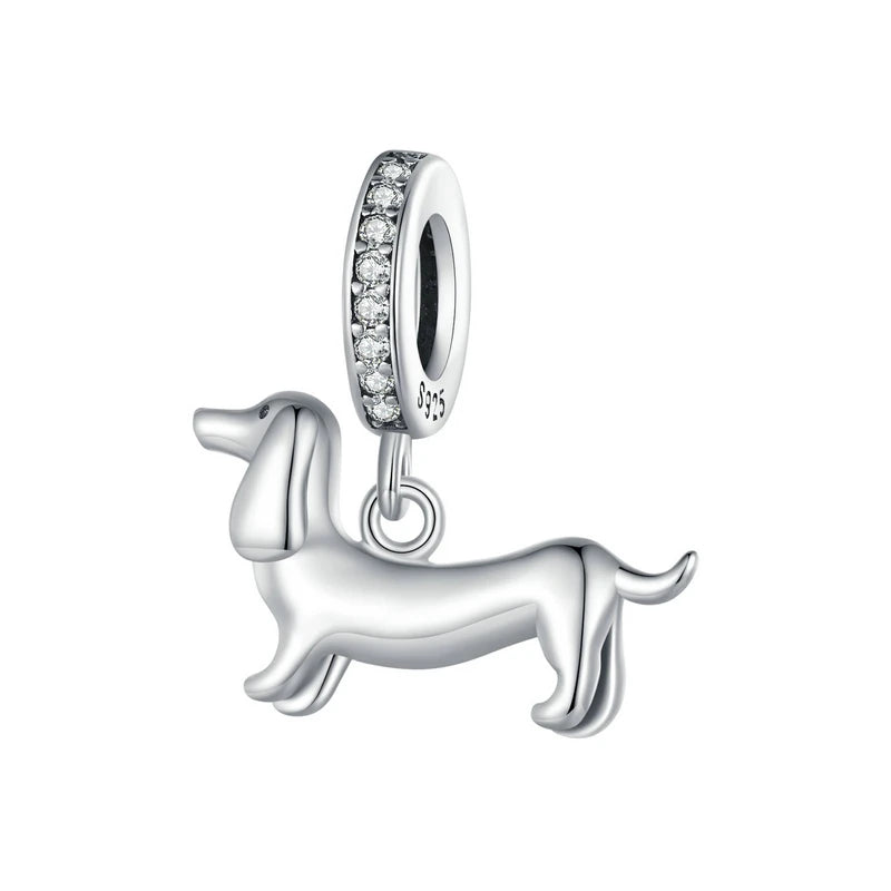 BAMOER Genuine 925 Sterling Silver Balloon Dog Pendant Animal Charms Fit for Charm Bracelets &amp; Necklace Silver Jewelry SCC981