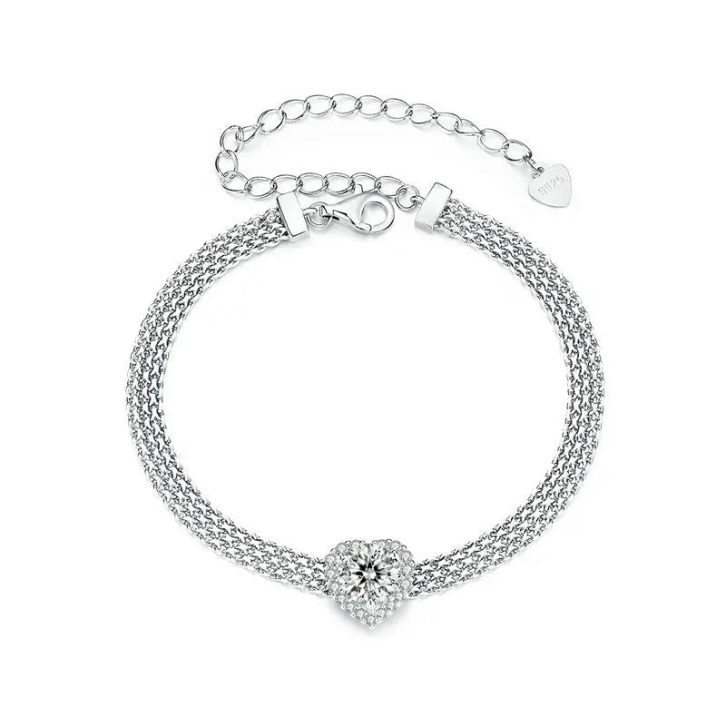 Bracelet Tissé en Moissanite Cœur