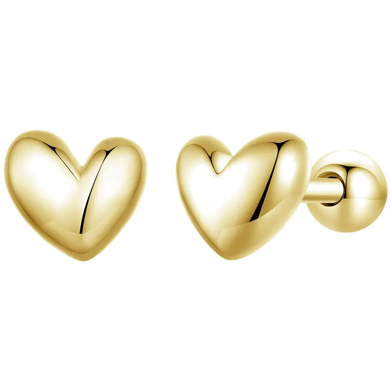 Heart Stud Earrings – 925 Sterling Silver Platinum Plated