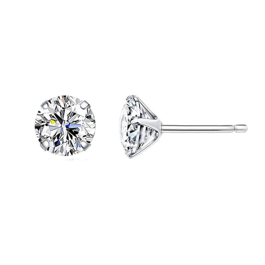 Boucles d’Oreilles Clous CZ  Argent Sterling 925 Plaqué Platine