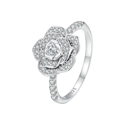 Bague Rose Éclatante en Argent Sterling 925