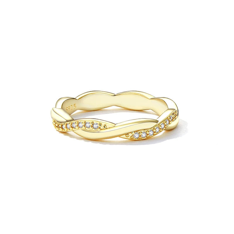 Bague Twist Éternité  Argent Sterling 925 Plaqué Or 14K