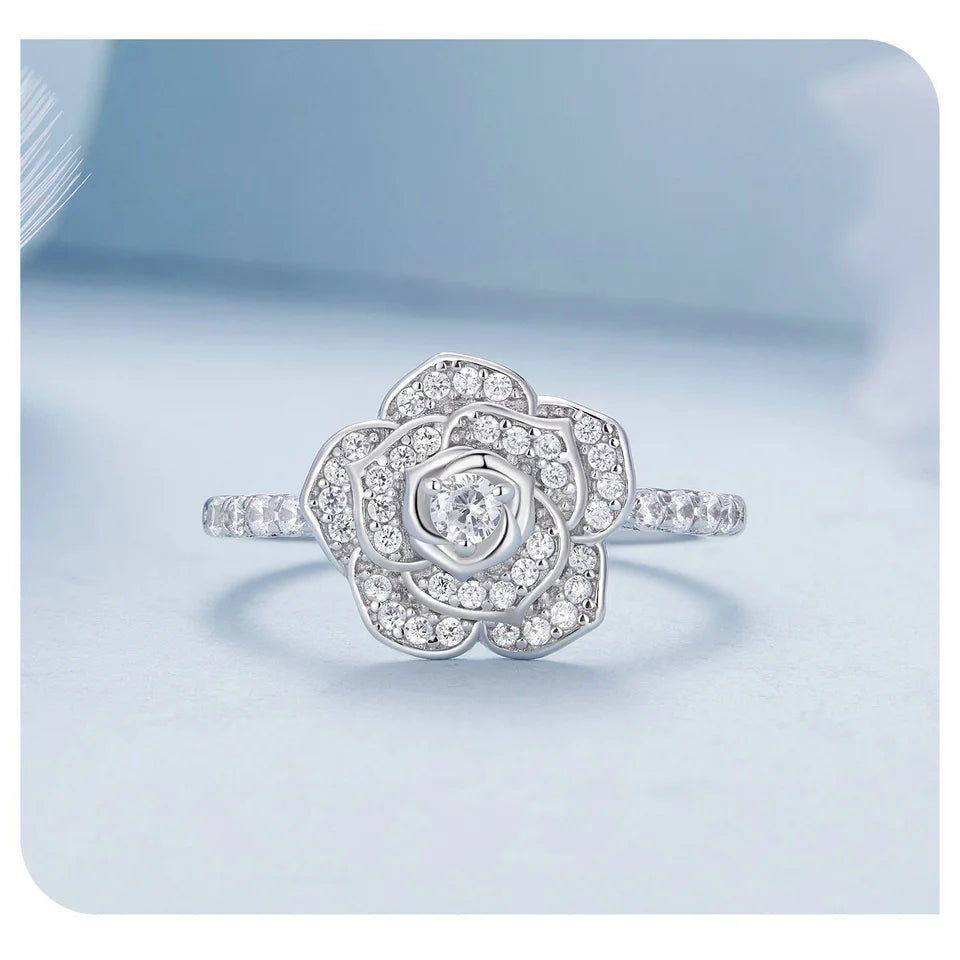 Bague Rose Éclatante en Argent Sterling 925